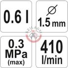 Festékszóró pisztoly 0,6l 1,5mm 410l/min