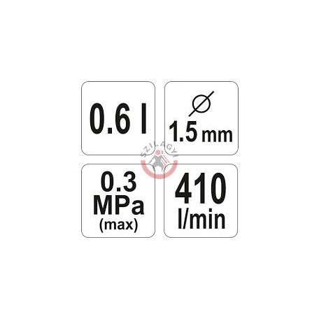 Festékszóró pisztoly 0,6l 1,5mm 410l/min