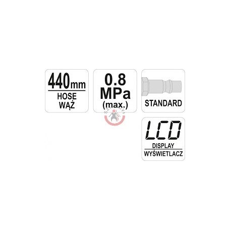 Órás tömlőfuvató digitális kijelzővel 440mm 0.8MPa