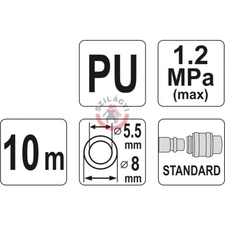 Levegő spiráltömlő 10m 8x5,5mm
