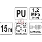 Levegő spiráltömlő 15m 8x5,5mm