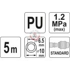 Levegő spiráltömlő 5 m 10x6.5mm