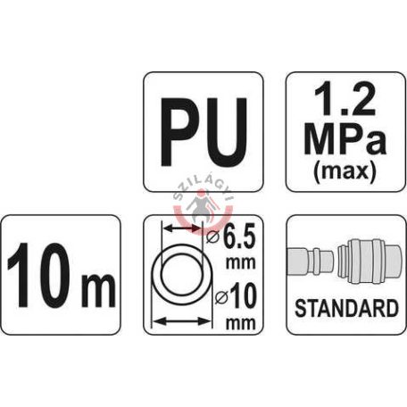 Levegő spiráltömlő 10m 10x6.5mm