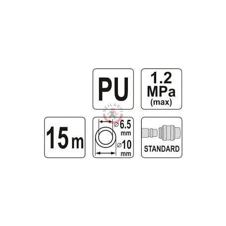 Levegő spiráltömlő 15m 10x6.5mm