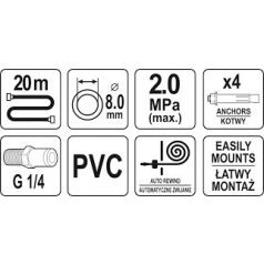 Automata pneumatikus tömlődob 8mm x 20m