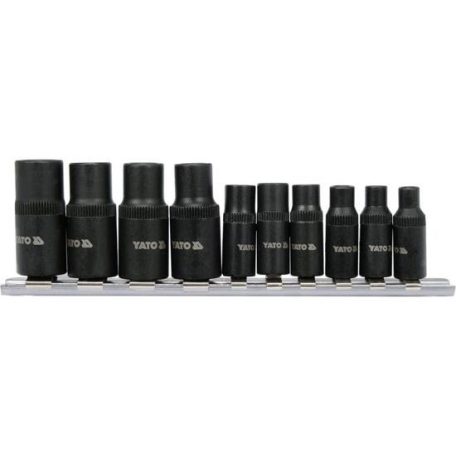 Menetfúró dugókulcs adapter készlet 10 részes 1/4", 3/8"