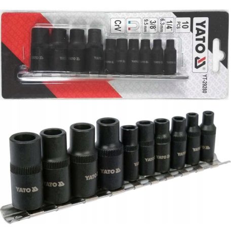 Menetfúró dugókulcs adapter készlet 10 részes 1/4", 3/8"