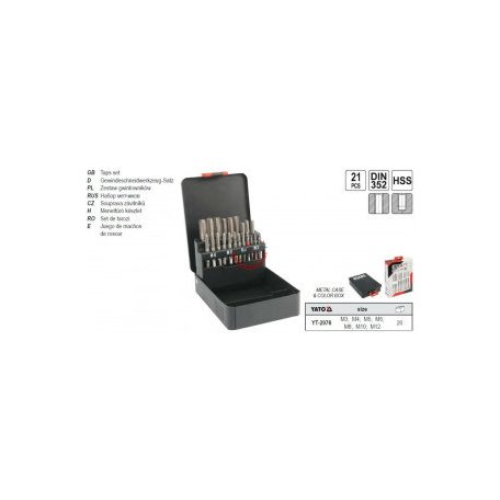 Menetfúró készlet 21 részes M3, M4, M5, M6, M8, M10, M12