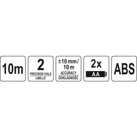 Csempelézer 10 m hatótáv, +/-1mm/1m