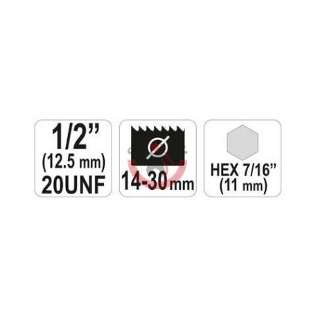 Befogószár körkivágóhoz Hatlap befogás 1/2" 14-30mm