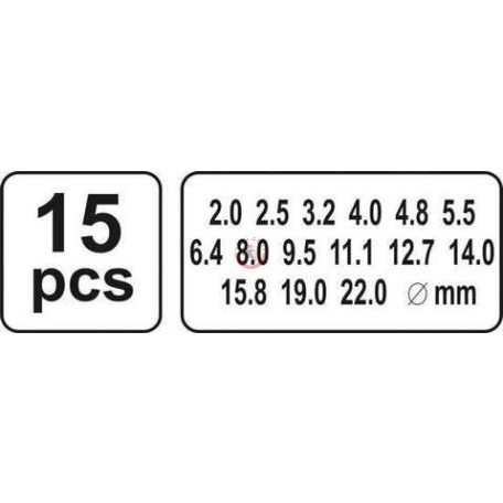 Bőrlyukasztó készlet 15 részes 2-22mm