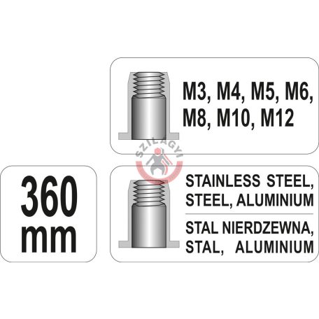 Szegecsanyahúzó M3 M4 M5 M6 M8 M10 M12