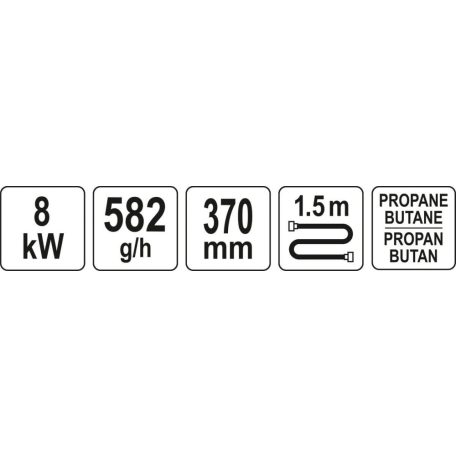Gázégő 8kW, 2 pótfejjel, 1.5m tömlővel