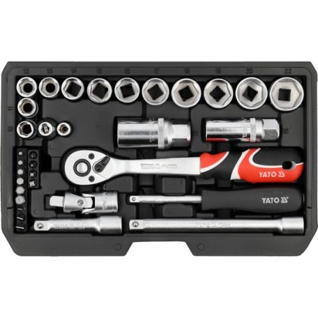 Racsnis dugókulcs készlet 34 részes 1/4" és 3/8"