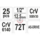 Dugókulcs készlet 1/2" 25 részes