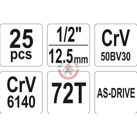 Dugókulcs készlet 1/2" 25 részes