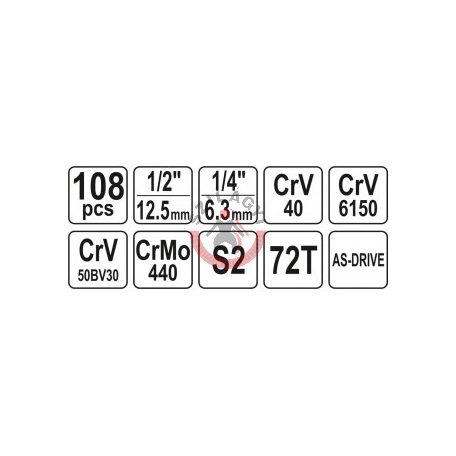 Dugókulcs készlet 1/4" 1/2" 108 részes
