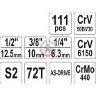 Dugókulcs készlet 1/4" 3/8" 1/2" 111 részes
