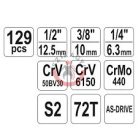 Dugókulcs készlet 1/4" 3/8" 1/2" 129 részes
