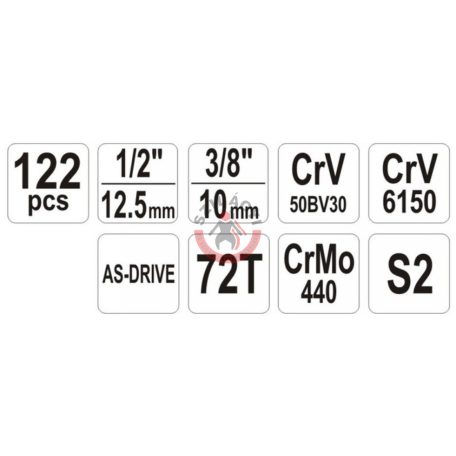 Dugókulcs készlet 3/8" 1/2" 122 részes