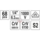 Szigetelt szerszámkészlet 1/4" 1000V 68 részes