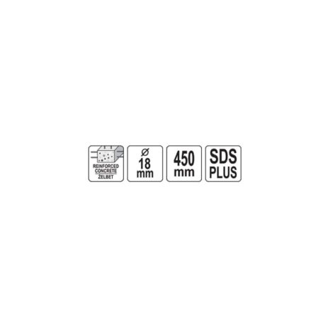 SDS-Plusz négyélű betonfúró 18x450mm