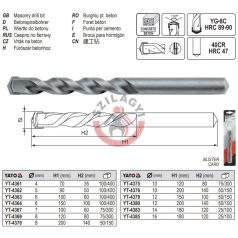 Kőzetfúró  5x70mm hengeres