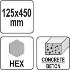 Széles vésőszár 125 x 450 mm Hex befogás
