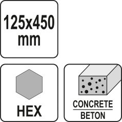Széles vésőszár 125 x 450 mm Hex befogás