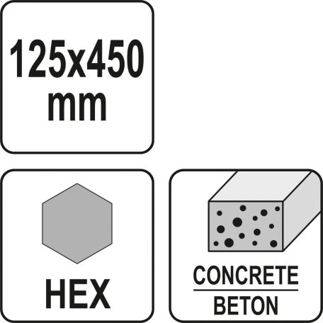 Széles vésőszár 125 x 450 mm Hex befogás