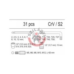   Fiókbetét 5530-hoz: imbusz, torx és 1/2" dugókulcs készlet 31 részes