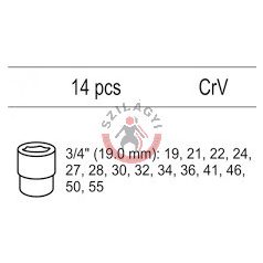   Fiókbetét 5530-hoz: 3/4" dugókulcs készlet 14 részes