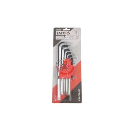 Imbuszkulcs készlet gömbölyített extra hosszú 1/16"-3/8" 12 részes