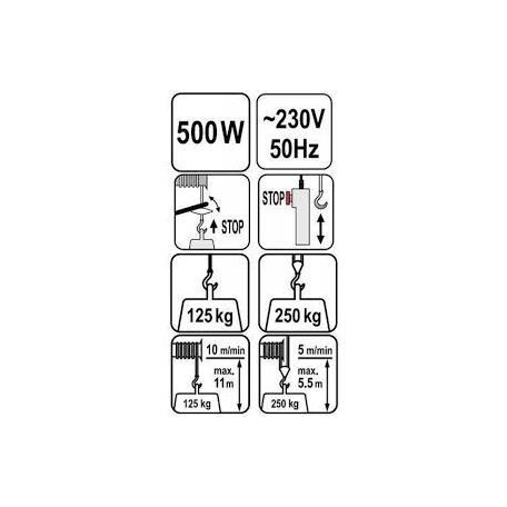 Elektromos csörlő 550W 125kg/11m 250kg/5.5m