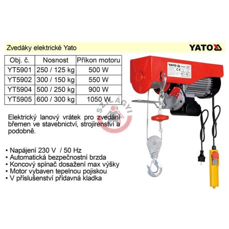 Elektromos csörlő 550W 150kg/11m 300kg/5.5m