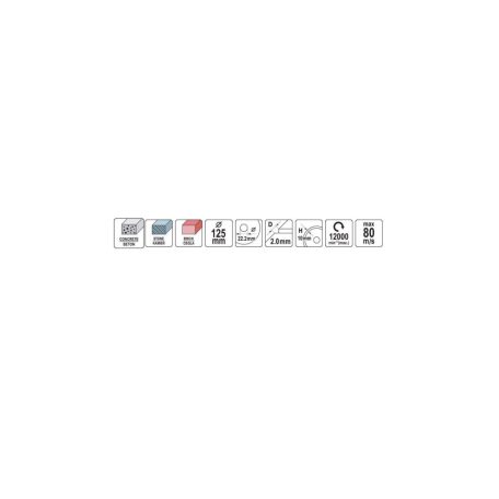 Gyémánt vágótárcsa 125 x 2,0 x 10 x 22,2 mm szegmentált