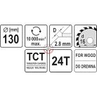 Körfűrésztárcsa (fa) 130x16x2,8mm T24
