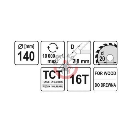 Körfűrésztárcsa (fa) 140x20x2,8mm T16