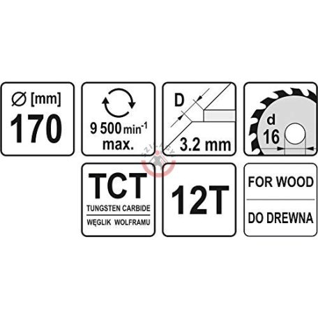 Körfűrésztárcsa (fa) 170x16x3,2mm T12