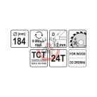 Körfűrésztárcsa (fa) 184x30x3,2mm T24