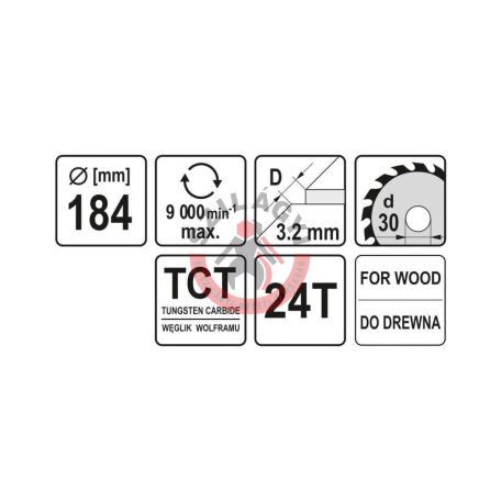 Körfűrésztárcsa (fa) 184x30x3,2mm T24
