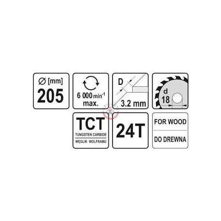Körfűrésztárcsa (fa) 205x18x3,2mm T24
