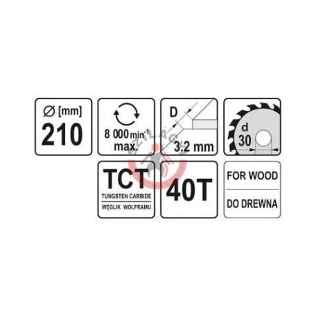 Körfűrésztárcsa (fa) 210x30x3,2mm T40
