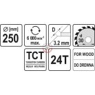 Körfűrésztárcsa (fa) 250x30x3,2mm T24