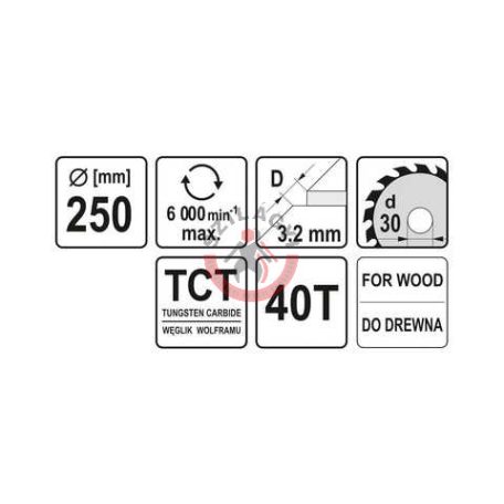 Körfűrésztárcsa (fa) 250x30x3,2mm T40