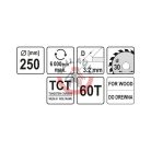 Körfűrésztárcsa (fa) 250x30x3,2mm T60