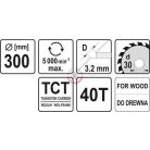 Körfűrésztárcsa (fa) 300x30x3,2mm T40