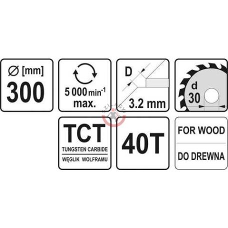 Körfűrésztárcsa (fa) 300x30x3,2mm T40