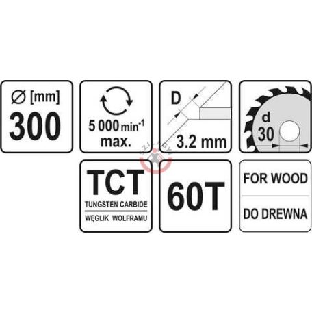 Körfűrésztárcsa (fa) 300x30x3,2mm T60