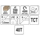 Fűrésztárcsa fához 350 x 30 x 2,5 mm / 40T